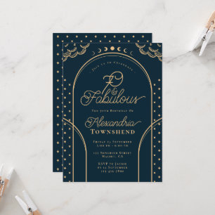70 & Fabulous Gold Vintage Tarot 70th Birthday Invitation