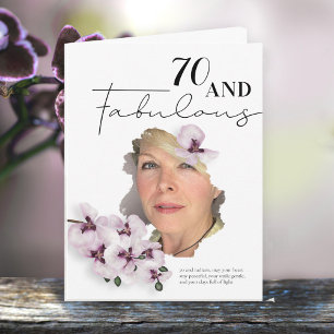 70 & Fabulous Orchid Photo Birthday Greeting Card