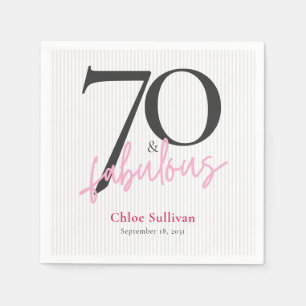 70 & Fabulous Pink Script Birthday Party Napkin