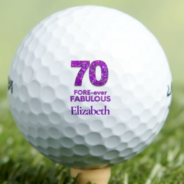 70 FORE-ever Fabulous 70th Birthday Purple Flowers Golf Balls (Creator Uploaded)