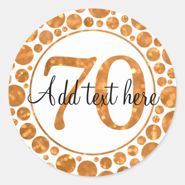 70 In Gold - 70th Birthday Party Stickers (Front)