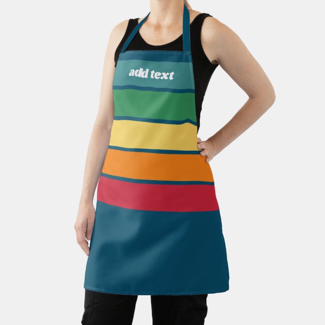 70 Inspired Line Art funky rainbow colours and nam Apron (Insitu)