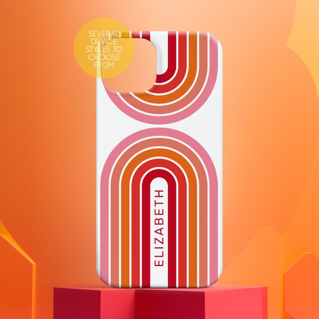 70 Inspired Line Art Sunset Red Orange Pink arch Case-Mate iPhone Case (Personalized Phone Case with Custom Text and Trendy Design)