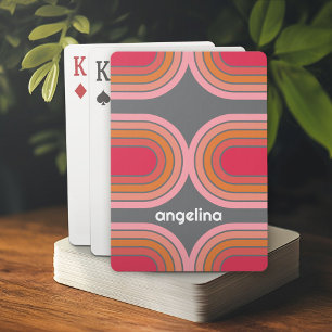 70 Inspired Line Art Sunset Red Orange Pink arch Playing Cards