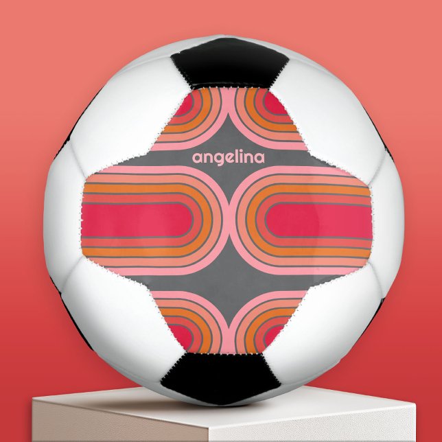 70 Inspired Line Art Sunset Red Orange Pink arch Soccer Ball (Custom Soccer Ball)