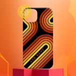 70 Inspired Line Art Sunset Red Orange Yellow arch Case-Mate iPhone 14 Pro Max Case<br><div class="desc">A bohemian curved design with a striped pattern and circular shapes in yellow,  orange and brick red sunset colours. A bold yet minimal design with an optional area to add text.</div>