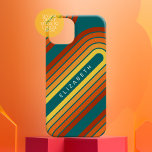 70 Inspired Line Art Sunset Red Orange Yellow Arch Case-Mate iPhone 14 Case<br><div class="desc">A bohemian curved design with a striped pattern and circular shapes in yellow,  orange and brick red sunset colours. A bold yet minimal design with an optional area to add text.</div>