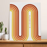 70 Inspired Line Art Sunset Red Orange Yellow Arch Faux Canvas Print<br><div class="desc">A bohemian curved design with a striped pattern and circular shapes in yellow,  orange and brick red sunset colours. A bold yet minimal design with an optional area to add text.</div>