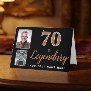 70 & Legendary 2 Photos 70th Birthday Card