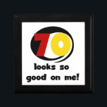 70 Looks So Good on Me T-shirts and Gifts Gift Box<br><div class="desc">If you or someone you know is turning 70 years old,  you'll love our 70 Looks So Good On Me birthday T-shirts,  buttons,  cards,  stickers,  mugs,  magnets,  and other 70th birthday apparel and gifts with a black,  red,  and yellow text design.</div>