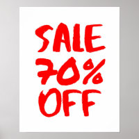 70% Off Sale Sign, Red Retail Store Signage, Large