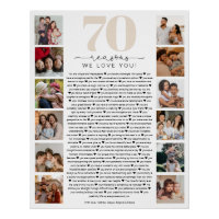 70 Reasons We Love You Birthday Keepsake Gift