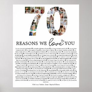 70 Reasons We Love You Photo Collage Keepsake Gift Poster