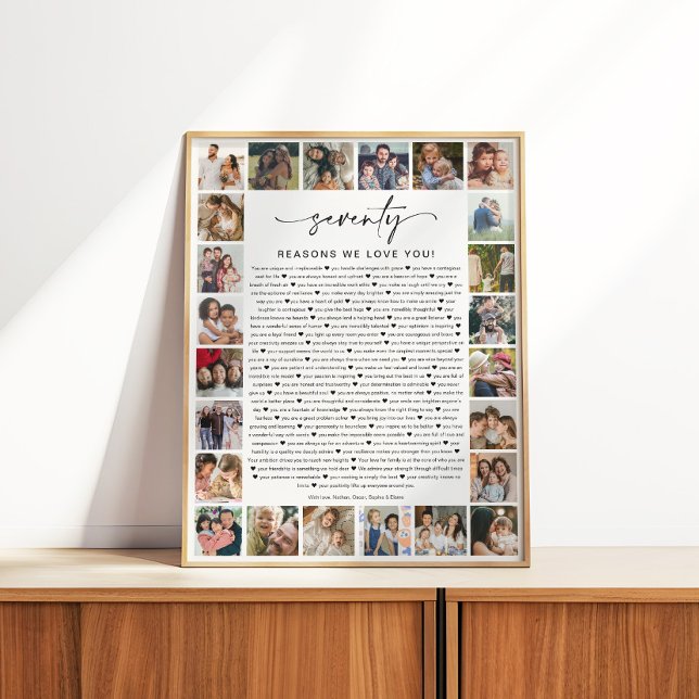 70 Reasons We Love You Photo Collage Keepsake Gift Poster (Creator Uploaded)