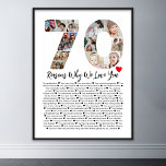 70 Reasons Why We Love You 70th Birthday Collage Poster<br><div class="desc">Celebrate love and create lasting memories with this Reasons Why I Love You Photo Collage. This customisable template allows you to craft a heartfelt and personalised gift that's perfect for various occasions, from wedding anniversaries to birthdays, Valentine's Day, or just because. Reasons Why I Love You - Express your love...</div>