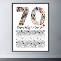 70 Reasons Why We Love You 70th Birthday Collage