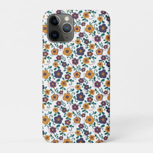 70’s Folk Art Ditzy Retro Daisy in Jewel Tones iPhone 11 Pro Case
