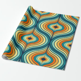 70’s Retro Pallet Ogee Shape Repeat Pattern Wrapping Paper