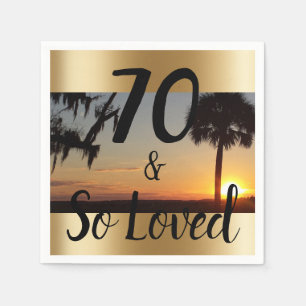 70 & So Loved Sunset Palm Birthday Napkins
