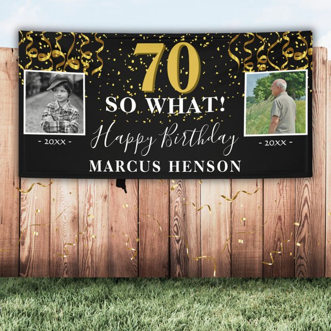 70 So What Before After Photo 70th Birthday Party Banner (Creator Uploaded)
