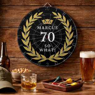 70 So what Funny Laurel Wreath Crown 70th Birthday Dartboard