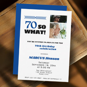 70 So what Funny Milestone 70th Birthday Invitation