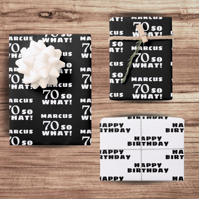 70 so what Funny Quote Typography 70th Birthday Wrapping Paper Sheet (Creator Uploaded)