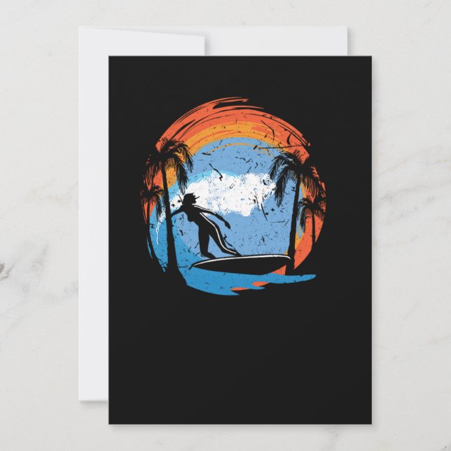 70.Surfing Surfer Girl Surfer Girl Surfboard Sunse Save The Date (Front)