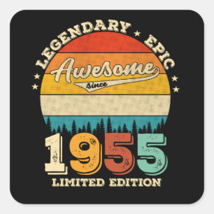 70 Year Old 1955 Retro Awesome 70th Birthday Gift Square Sticker