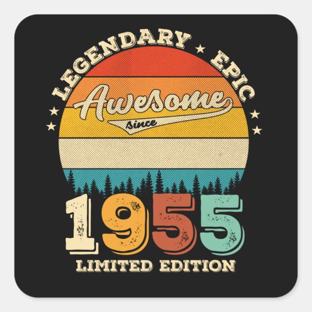 70 Year Old Bday 1955 Awesome 70th Birthday Gift Square Sticker (Front)