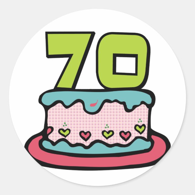 70 Year Old Birthday Cake Classic Round Sticker (Front)