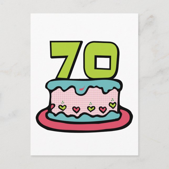 70 Year Old Birthday Cake Postcard (Front)