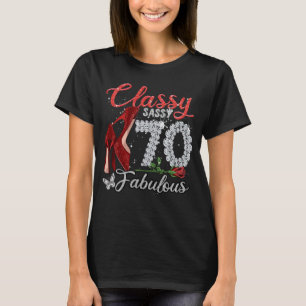 70 Year Old  Classy Sassy 70 Fabulous Flower High  T-Shirt