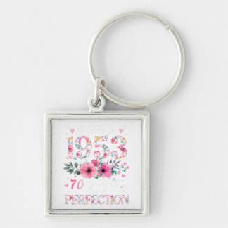 70 Year Old Made In 1953 Floral 70th Birthday Gift Key Ring