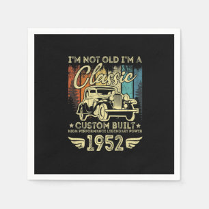 70 Year Old Vintage 1952 Classic Car 70th Birthday Napkin