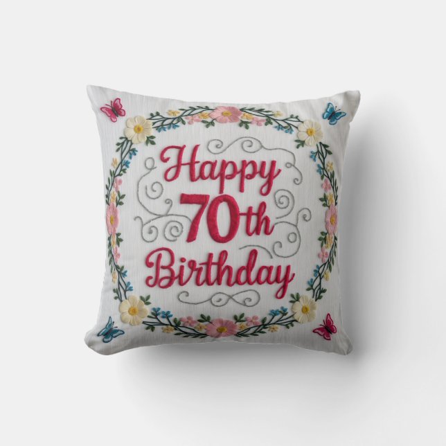 70 Years Loved" Throw Pillow: A Heartfelt Tribute  Cushion (Front)