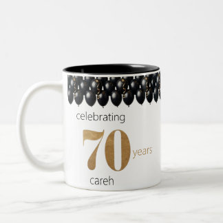 70 years of sips and smiles Two-Tone coffee mug