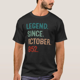 70 Years Old  70th Bday Men Legend Since October 1 T-Shirt