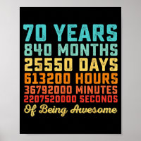 70 Years Old Birthday Quote Funny 70th B-Day Math