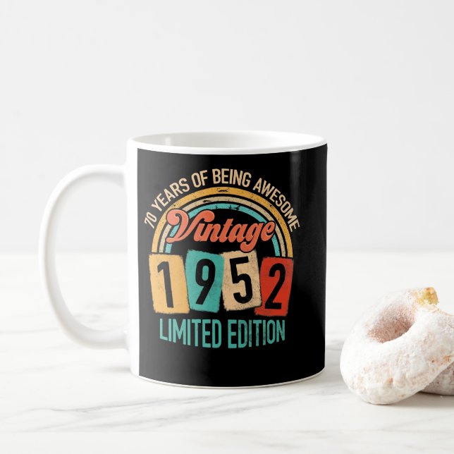 70 Years Old Of Be Awesome In 1952 70th Birthday Coffee Mug (With Donut)