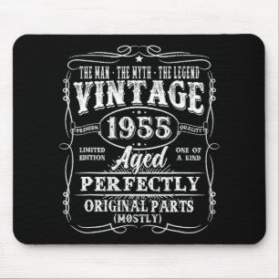 70 Years Old Vintage 1955 Man Myth Legend 70th Bir Mouse Pad