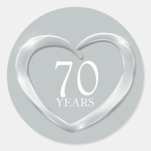 70 years platinum anniversary heart sticker