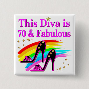 70 YR OLD SHOE QUEEN 15 CM SQUARE BADGE