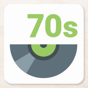 70s 1970's Rock Record Music Square Paper Coaster