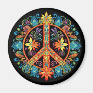 70s 60s Peace Sign Colourful Magnet