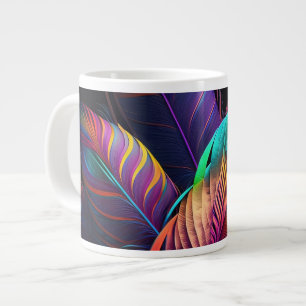70s 60s Psychedelic Feathers  Large Coffee Mug