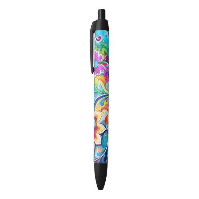70s 60s Psychedelic Hippy Retro Hip Black Ink Pen (Top (Vertical))