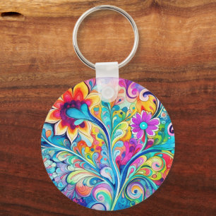 70s 60s Psychedelic Hippy Retro Hip Key Ring