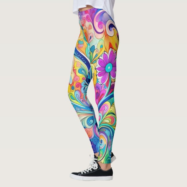 70s 60s Psychedelic Hippy Retro Hip Leggings (Left)