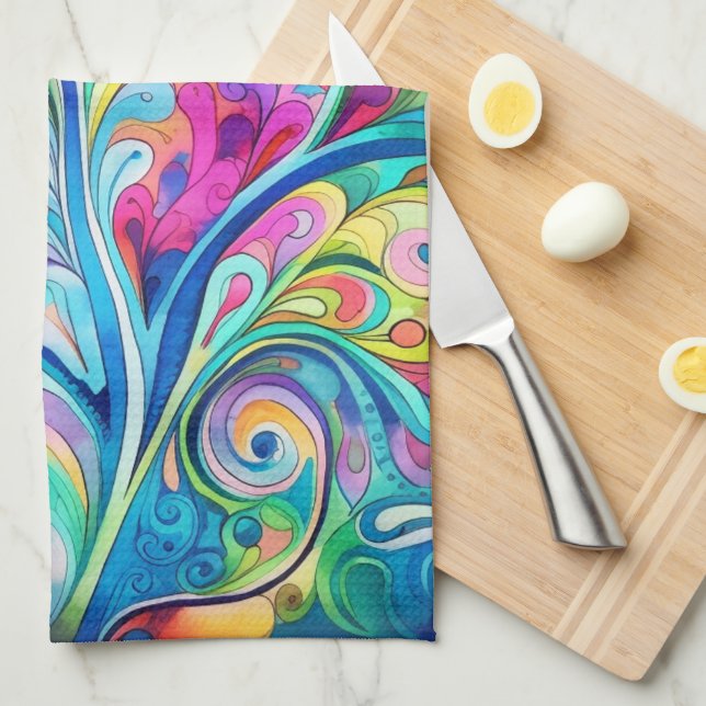 70s 60s Psychedelic Hippy Retro Hip Tea Towel (Quarter Fold)